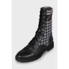 Leather boots with checkered inserts