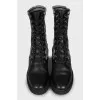 Leather boots with checkered inserts