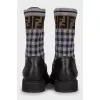 Leather boots with checkered inserts