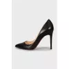 Black leather stiletto heels