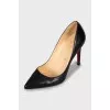 Black leather stiletto heels