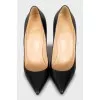 Black leather stiletto heels