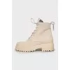 Beige suede boots
