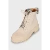 Beige suede boots