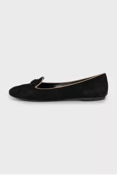 Black suede ballet flats
