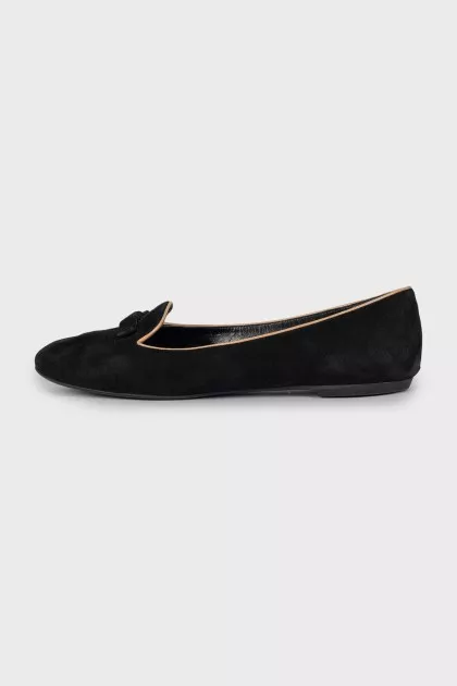 Black suede ballet flats