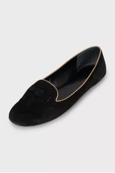 Black suede ballet flats