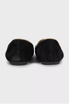 Black suede ballet flats
