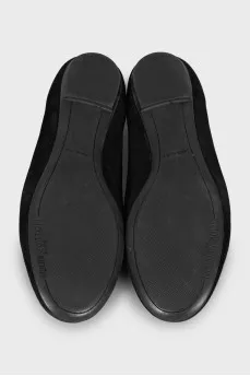 Black suede ballet flats