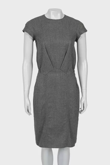 Gray wool dress with short sleeves