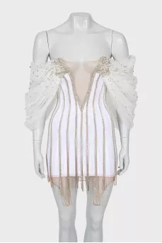 Corset mini dress with rhinestones