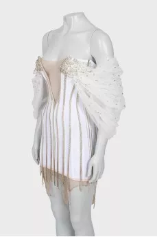 Corset mini dress with rhinestones