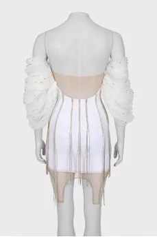 Corset mini dress with rhinestones
