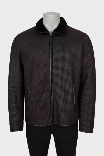 Men's leather and fur jacket