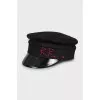 Black cap with branded embroidery
