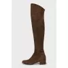 Brown suede over the knee boots