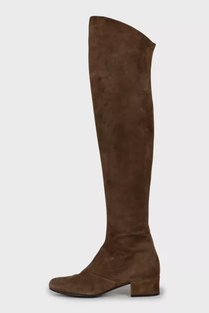Brown suede over the knee boots