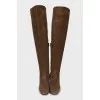 Brown suede over the knee boots