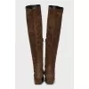 Brown suede over the knee boots
