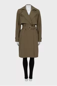 Fitted khaki trench coat