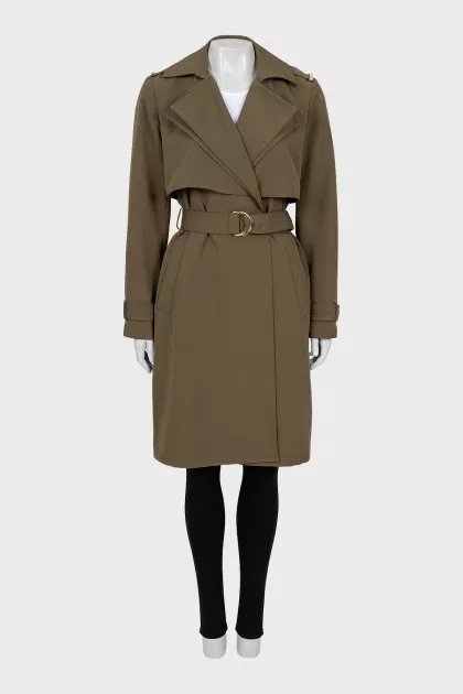 Fitted khaki trench coat