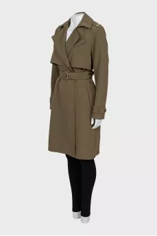 Fitted khaki trench coat