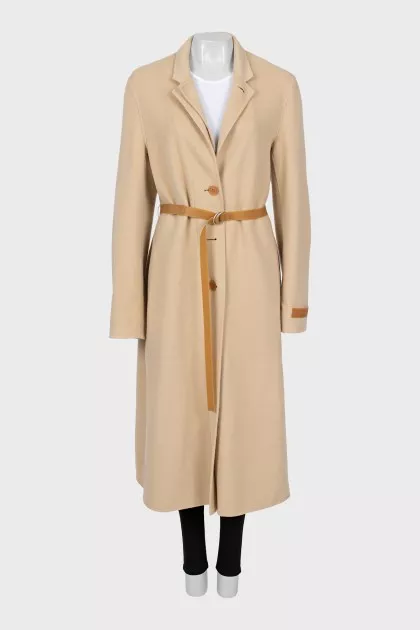 Beige wool and cashmere coat