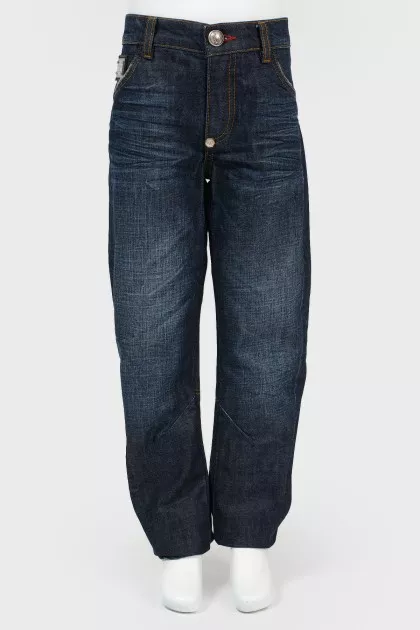Wide jeans with embroidery on pockets