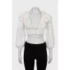 Cropped white linen blouse