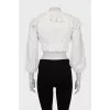Cropped white linen blouse