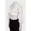 Cropped white linen blouse