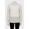 White silk blouse with fringe