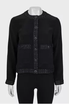 Black jacket with tweed inserts