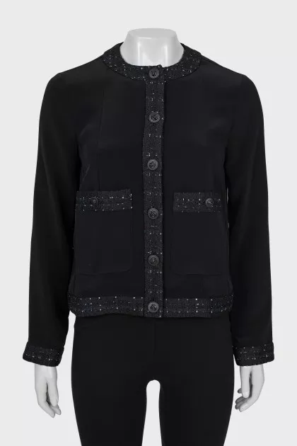 Black jacket with tweed inserts