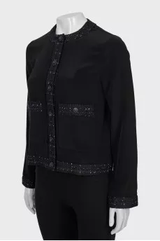 Black jacket with tweed inserts