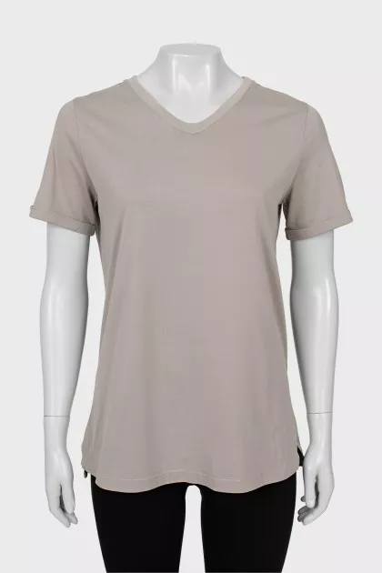 Gray T-shirt with side slits