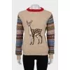 Knitted sweater with a loose fit