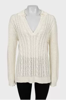 White jumper with collar