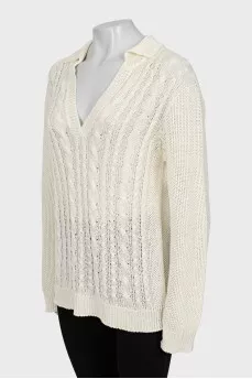 White jumper with collar