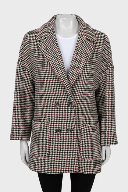 Oversized coat in houndstooth print