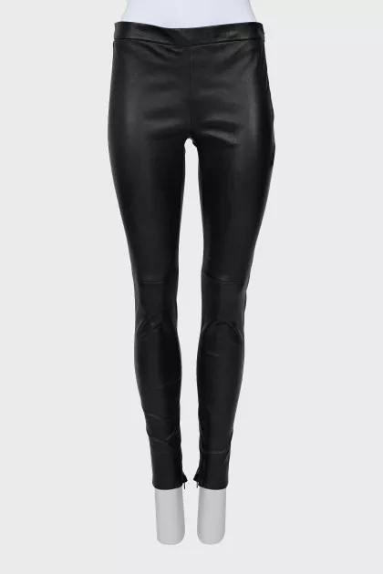 Leather leggings with zipper