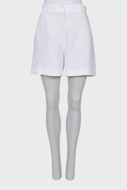 White straight cut shorts