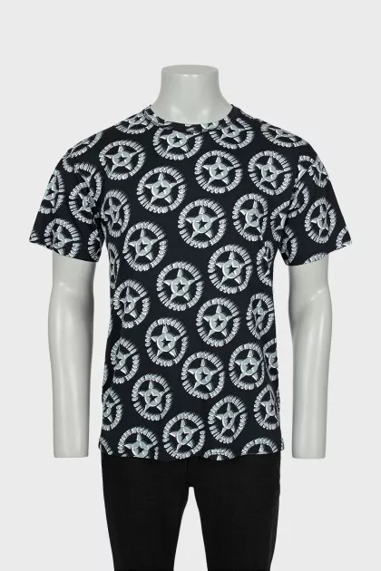 Men's T-shirt with branded print and tag