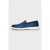 Men's suede loafers with weave