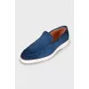 Men's suede loafers with weave