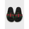 Slippers with textile decor