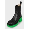 Leather boots with accent sole