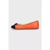 Leather ballet flats with patent toe
