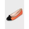 Leather ballet flats with patent toe