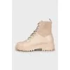 Beige leather boots
